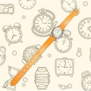 Waltham 1990s Women Silver-Tone Quartz Watch White Dial Tan Strap, 0.75x1” AS-IS